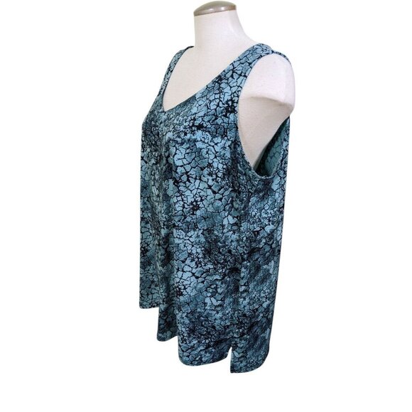 Penningtons Womens Plus 1X Green Reptile Snake Print Tank Top Blouse Layering - Picture 3 of 7